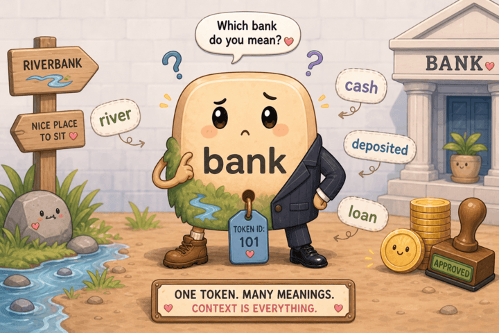 Bank token split between riverbank and financial bank meanings