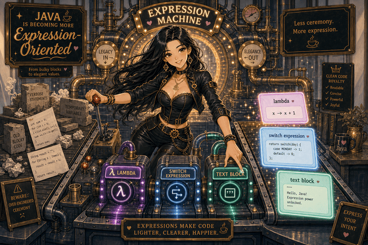 Expression machine turning legacy statements into lambdas, switch expressions, and text blocks