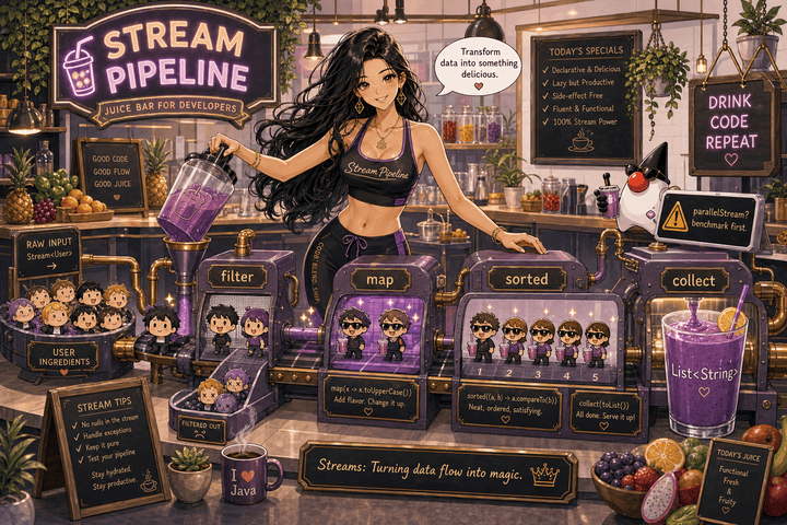 Stream pipeline transforming user values through filter, map, sorted, and collect stages